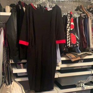 Black with red trim pencil dress